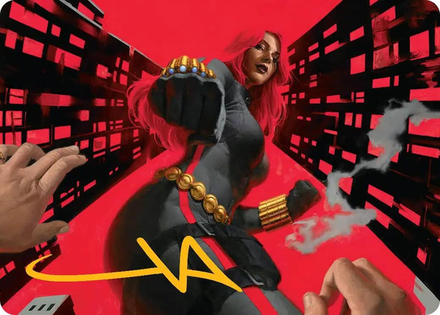 Image for Black Widow, Deadly Hunter Art Card (Gold-Stamped Signature) (42) (Art Series: Marvel Super Heroes) (AAMSH) - Magic: The Gathering