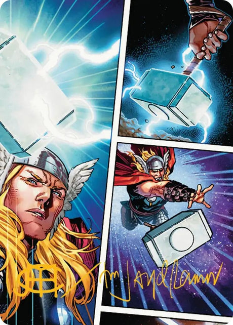 Image for Mjolnir, Hammer of Thor Art Card (Gold-Stamped Signature) (19) (Art Series: Marvel Super Heroes) (AAMSH) - Magic: The Gathering