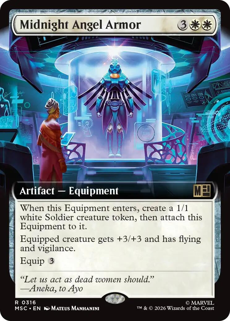 Image for Midnight Angel Armor (Extended Art) (316) (Foil) (Commander: Marvel Super Heroes) (MSC) - Magic: The Gathering
