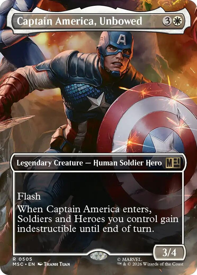 Image for Captain America, Unbowed (Borderless) (505) (Foil) (Commander: Marvel Super Heroes) (MSC) - Magic: The Gathering