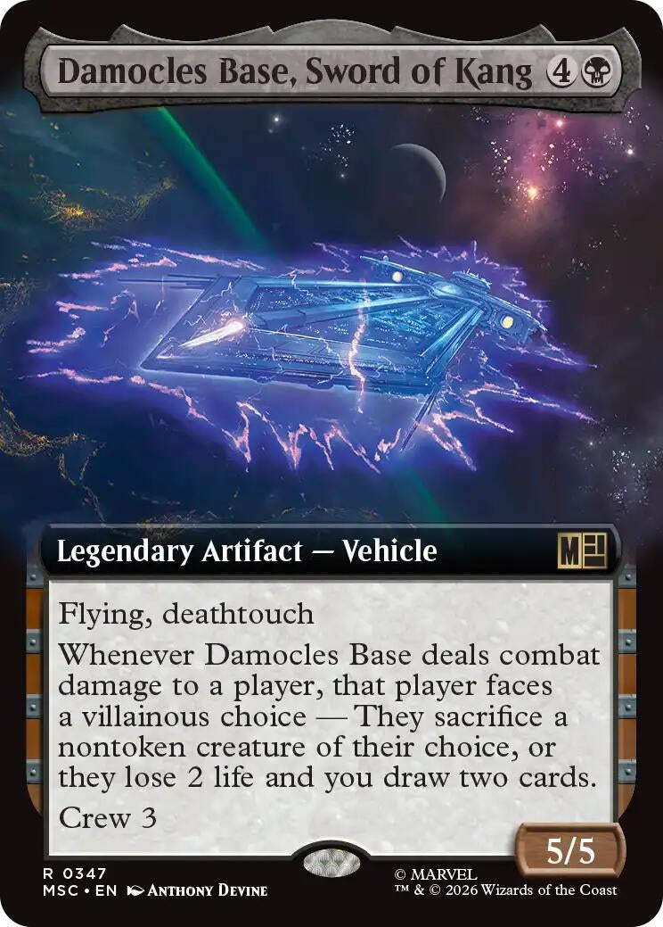 Image for Damocles Base, Sword of Kang (Extended Art) (347) (Foil) (Commander: Marvel Super Heroes) (MSC) - Magic: The Gathering