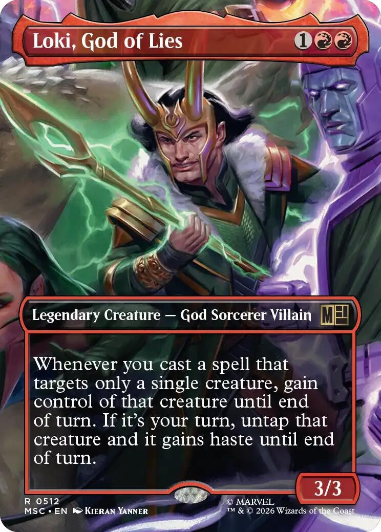 Image for Loki, God of Lies (Borderless) (512) (Foil) (Commander: Marvel Super Heroes) (MSC) - Magic: The Gathering