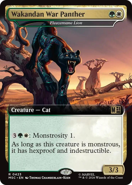 Image for Wakandan War Panther - Fleecemane Lion (Extended Art) (423) (Foil) (Commander: Marvel Super Heroes) (MSC) - Magic: The Gathering