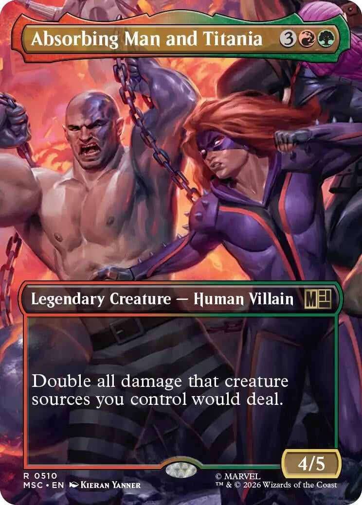Image for Absorbing Man and Titania (Borderless) (510) (Foil) (Commander: Marvel Super Heroes) (MSC) - Magic: The Gathering