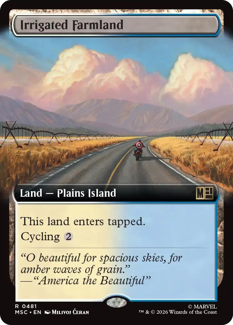 Image for Irrigated Farmland (Extended Art) (481) (Foil) (Commander: Marvel Super Heroes) (MSC) - Magic: The Gathering