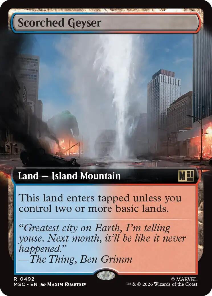 Image for Scorched Geyser (Extended Art) (492) (Foil) (Commander: Marvel Super Heroes) (MSC) - Magic: The Gathering