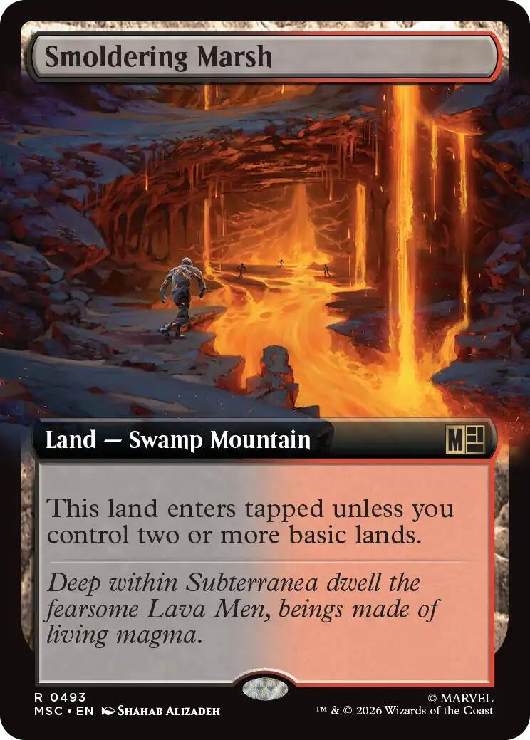Image for Smoldering Marsh (Extended Art) (493) (Foil) (Commander: Marvel Super Heroes) (MSC) - Magic: The Gathering