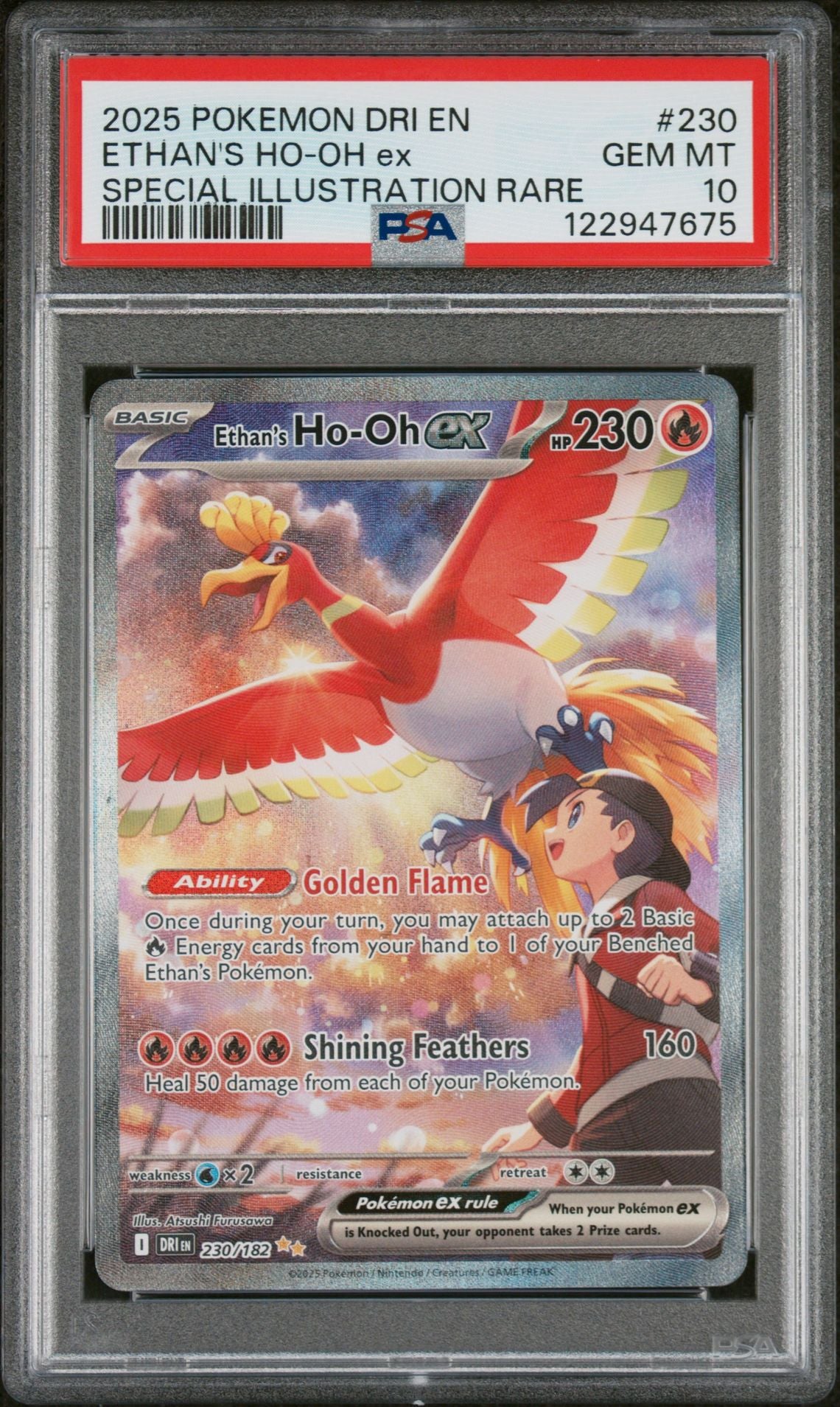 ETHAN'S HO-OH ex SPECIAL ILLUSTRATION RARE 2025 POKEMON DRI EN-DESTINED RIVALS PSA GEM MT 10