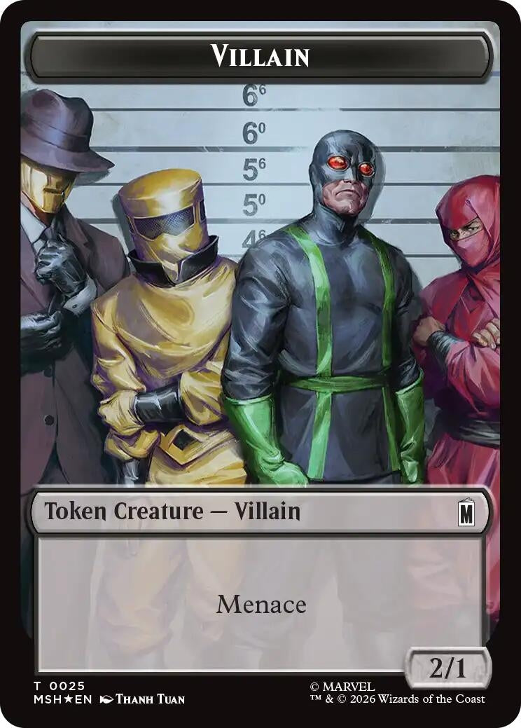 Image for Villain // Robot Villain Double-Sided Token (025//026) (Surge Foil) (025/026) (Foil) (Marvel Super Heroes) (MSH) - Magic: The Gathering