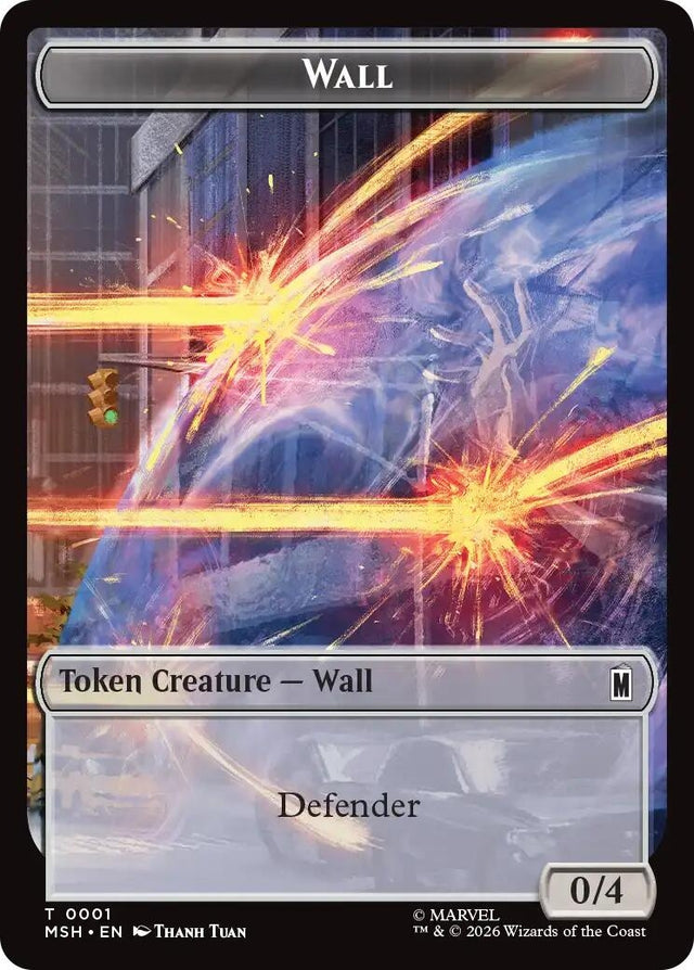 Image for Wall // Alien Double-Sided Token (001/011) (Foil) (Marvel Super Heroes) (MSH) - Magic: The Gathering