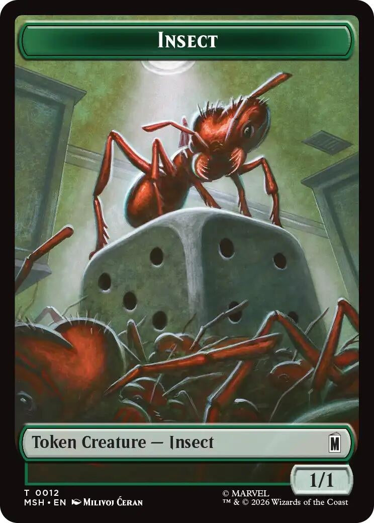 Image for Insect // Clue Double-Sided Token (012/017) (Marvel Super Heroes) (MSH) - Magic: The Gathering