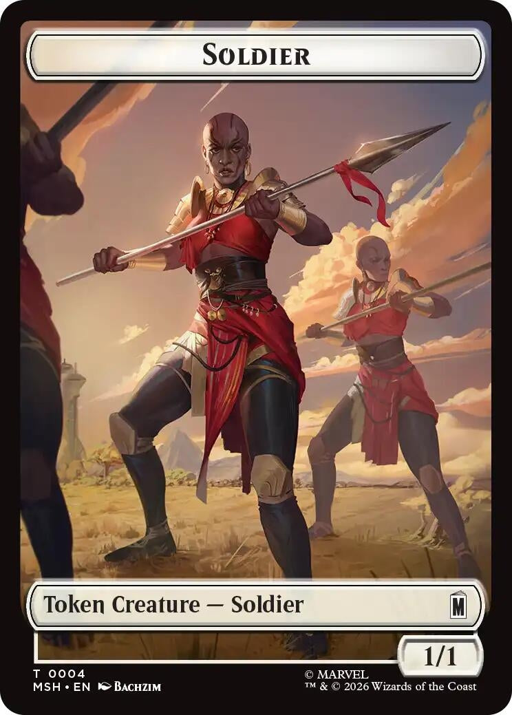 Image for Soldier // Clue Double-Sided Token (004/017) (Marvel Super Heroes) (MSH) - Magic: The Gathering