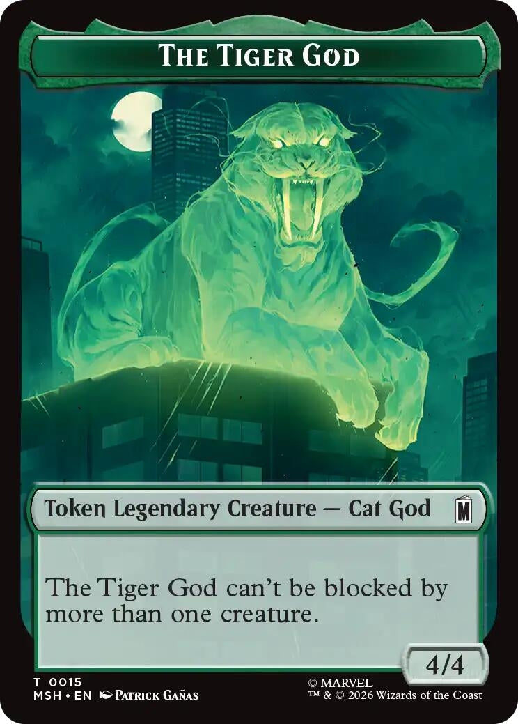 Image for The Tiger God // Sturdy Shield Double-Sided Token (015/021) (Foil) (Marvel Super Heroes) (MSH) - Magic: The Gathering