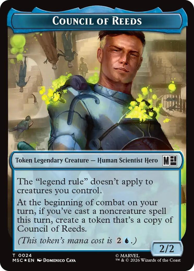 Image for Council of Reeds (024) // Construct (030) Double-Sided Token (Surge Foil) (24 // 30) (Foil) (Commander: Marvel Super Heroes) (MSC) - Magic: The Gathering
