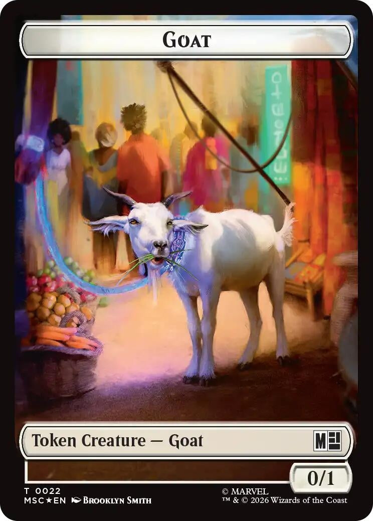 Image for Goat // Soldier Double-Sided Token (Surge Foil) (22 // 23) (Foil) (Commander: Marvel Super Heroes) (MSC) - Magic: The Gathering