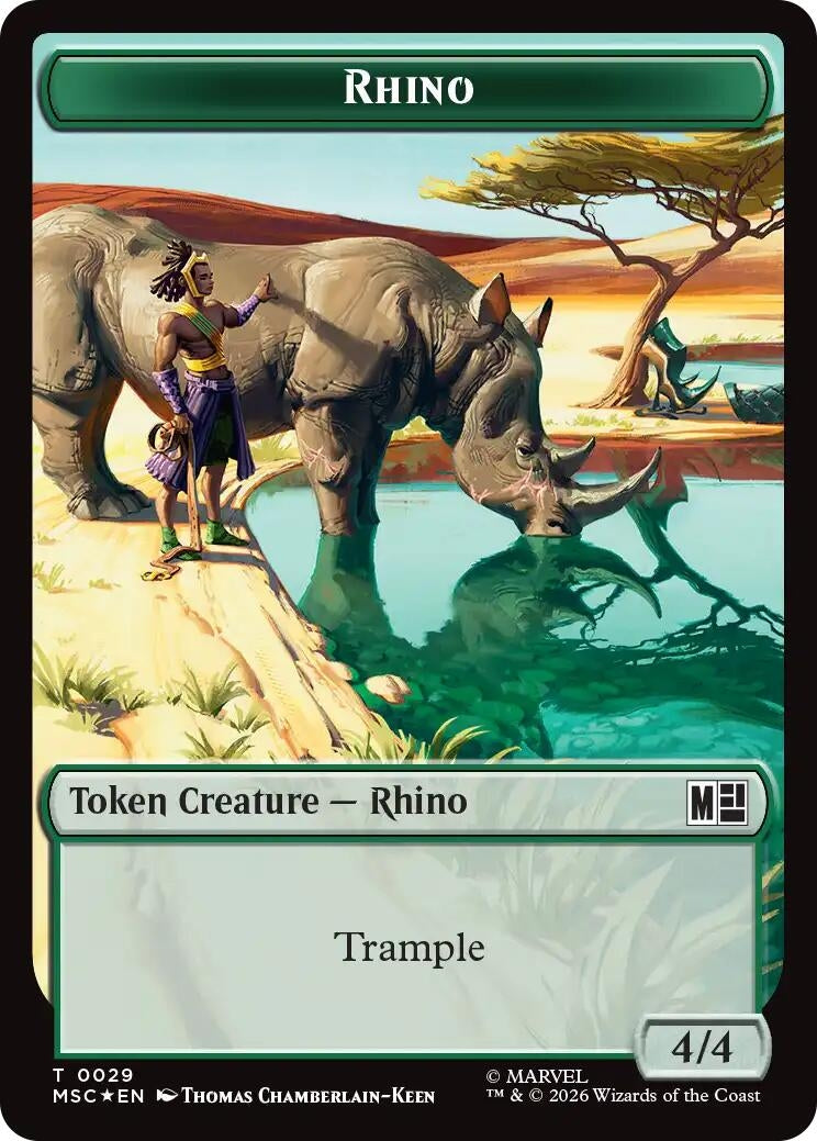Image for Rhino (029) // Elephant (028) Double-Sided Token (Surge Foil) (29 // 28) (Foil) (Commander: Marvel Super Heroes) (MSC) - Magic: The Gathering