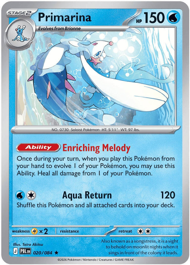 Image for Primarina (020/084) (Reverse Holofoil) (ME05: Pitch Black) (ME05) - Pokemon
