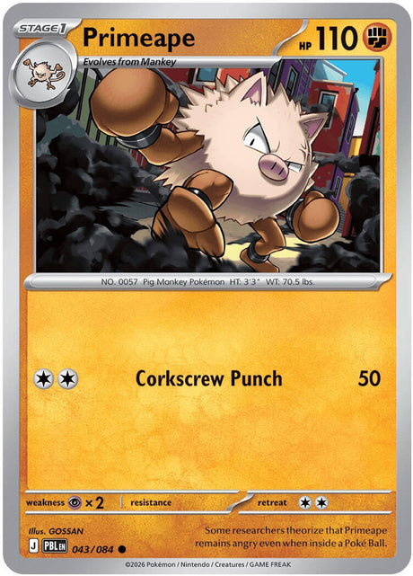 Image for Primeape (043/084) (Reverse Holofoil) (ME05: Pitch Black) (ME05) - Pokemon