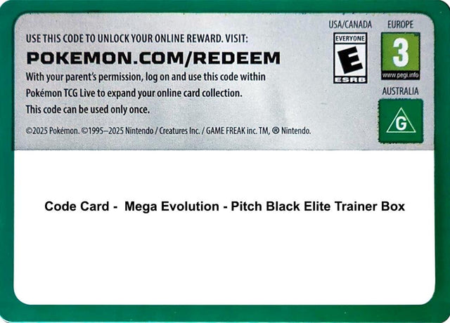 Image for Code Card - Pitch Black Elite Trainer Box (ME05: Pitch Black) (ME05) - Pokemon
