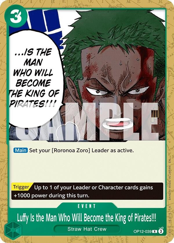 Image for Luffy Is the Man Who Will Become the King of Pirates!!! (OP12-039) (ST-32: Starter Deck 32 GREEN Roronoa Zoro) (ST-32) - One Piece Card Game
