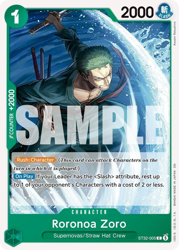 Image for Roronoa Zoro (ST32-005) (ST32-005) (ST-32: Starter Deck 32 GREEN Roronoa Zoro) (ST-32) - One Piece Card Game