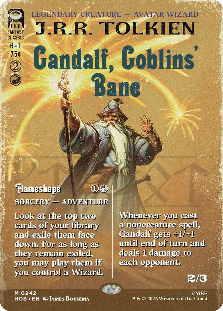 Image for Gandalf, Goblins' Bane (Borderless) (242) (Foil) (The Hobbit) (HOB) - Magic: The Gathering