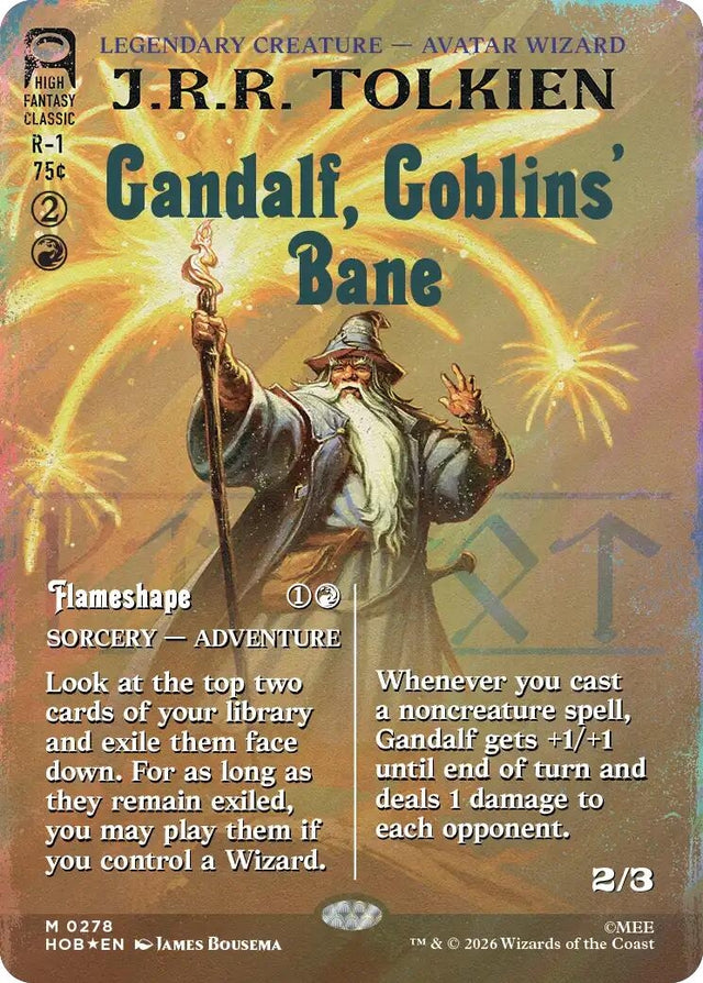 Image for Gandalf, Goblins' Bane (Borderless) (Surge Foil) (278) (Foil) (The Hobbit) (HOB) - Magic: The Gathering
