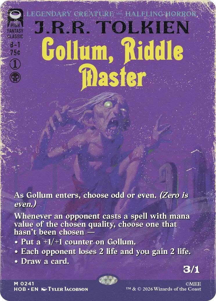 Image for Gollum, Riddle Master (Borderless) (241) (Foil) (The Hobbit) (HOB) - Magic: The Gathering
