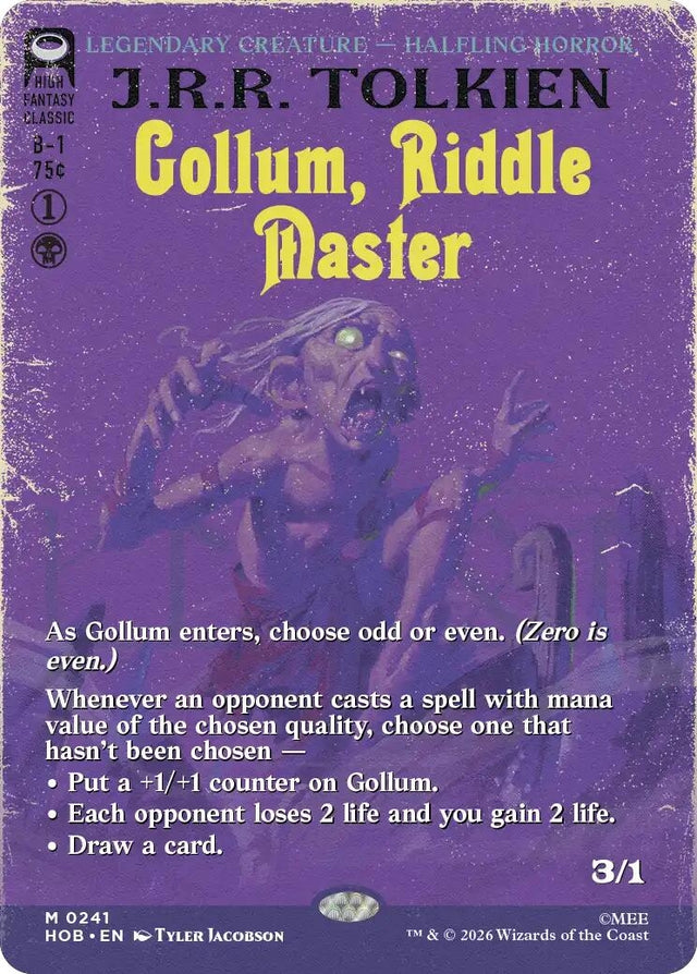 Image for Gollum, Riddle Master (Borderless) (241) (Foil) (The Hobbit) (HOB) - Magic: The Gathering