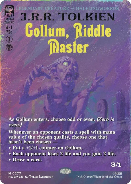 Image for Gollum, Riddle Master (Borderless) (Surge Foil) (277) (Foil) (The Hobbit) (HOB) - Magic: The Gathering