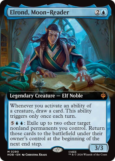 Image for Elrond, Moon-Reader (Extended Art) (290) (Foil) (The Hobbit) (HOB) - Magic: The Gathering