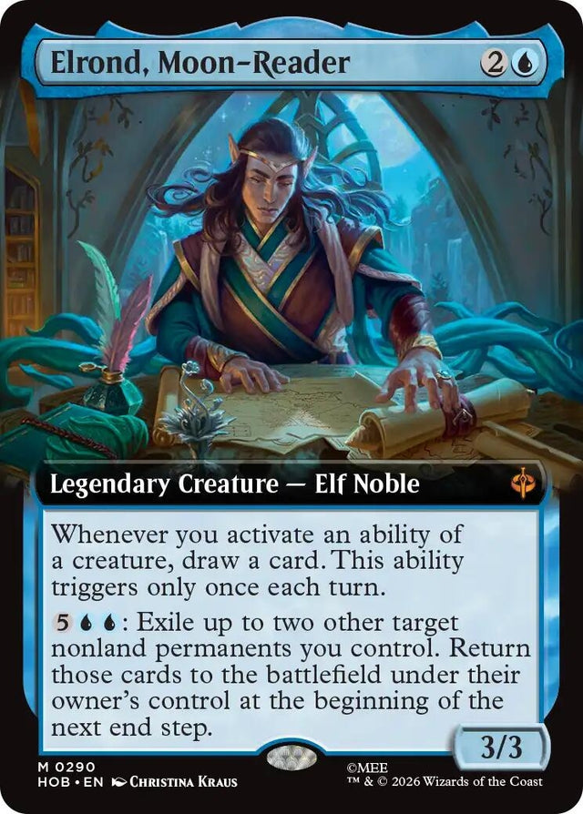 Image for Elrond, Moon-Reader (Extended Art) (290) (Foil) (The Hobbit) (HOB) - Magic: The Gathering