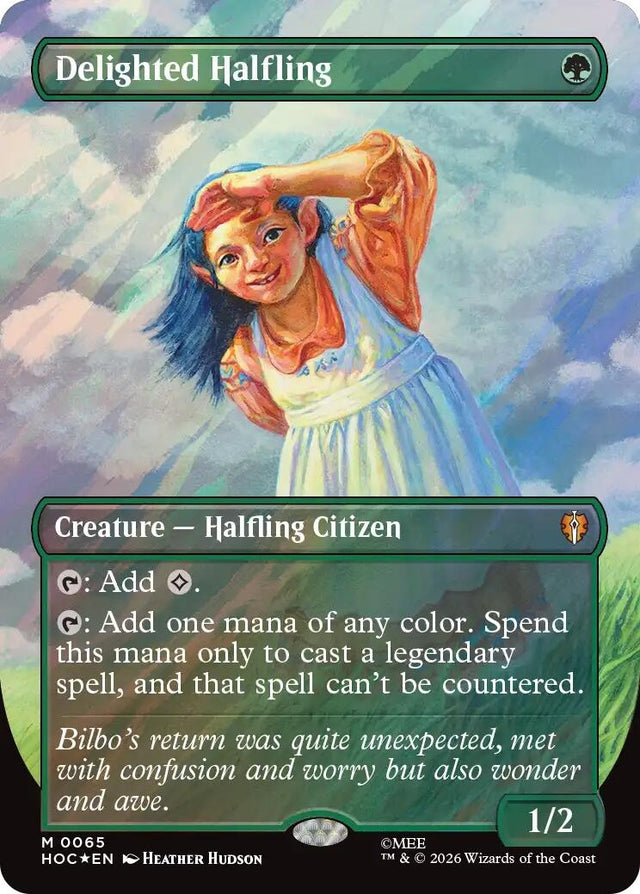 Image for Delighted Halfling (Borderless) (Surge Foil) (65) (Foil) (The Hobbit: Eternal-Legal) (HOC) - Magic: The Gathering