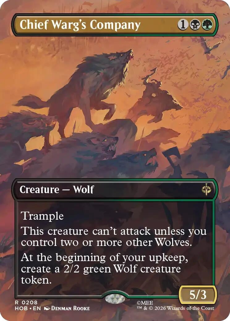 Image for Chief Warg's Company (Borderless) (208) (Foil) (The Hobbit) (HOB) - Magic: The Gathering