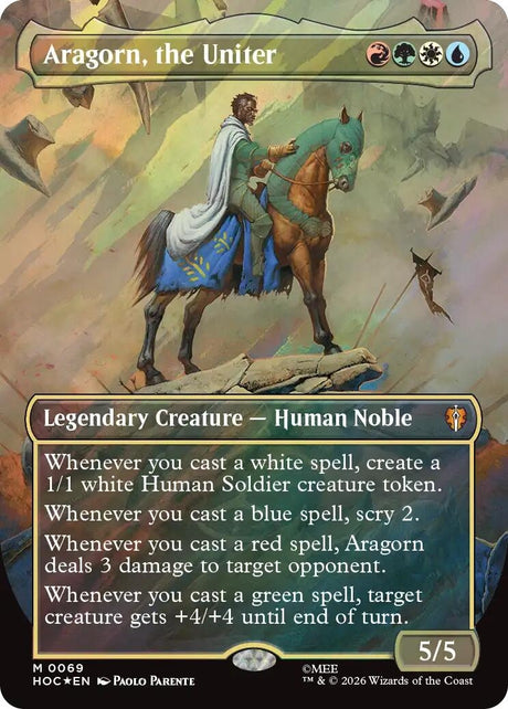 Image for Aragorn, the Uniter (Borderless) (Surge Foil) (69) (Foil) (The Hobbit: Eternal-Legal) (HOC) - Magic: The Gathering
