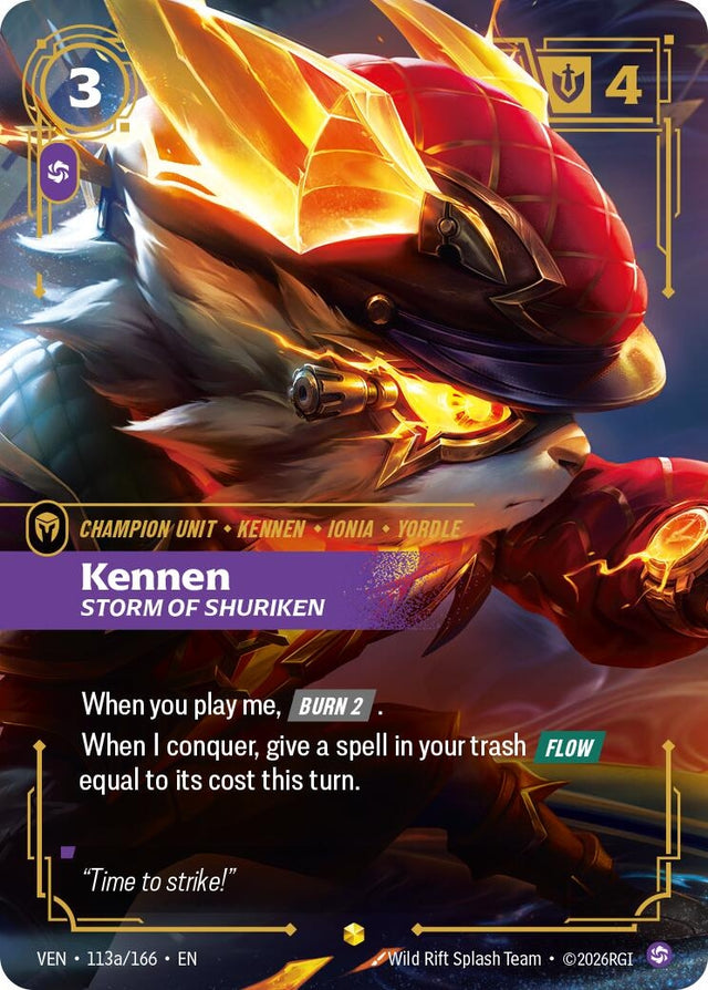Image for Kennen - Storm of Shuriken (Alternate Art) (113a/166) (Foil) (Vendetta) (VEN) - Riftbound: League of Legends Trading Card Game