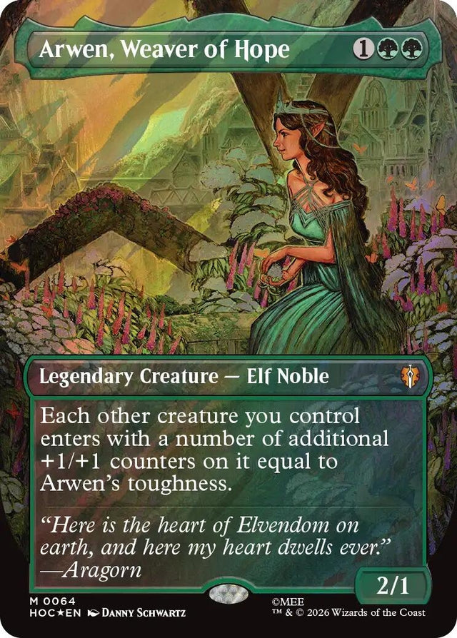 Image for Arwen, Weaver of Hope (Borderless) (Surge Foil) (64) (Foil) (The Hobbit: Eternal-Legal) (HOC) - Magic: The Gathering