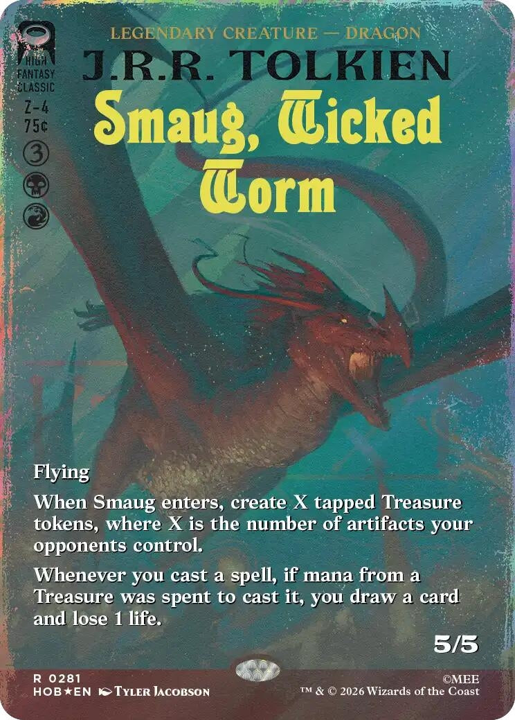 Image for Smaug, Wicked Worm (Borderless) (Surge Foil) (281) (Foil) (The Hobbit) (HOB) - Magic: The Gathering