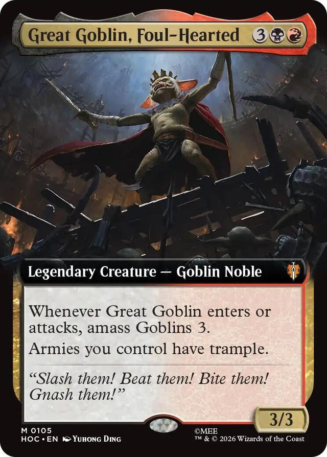 Image for Great Goblin, Foul-Hearted (Extended Art) (105) (Foil) (The Hobbit: Eternal-Legal) (HOC) - Magic: The Gathering