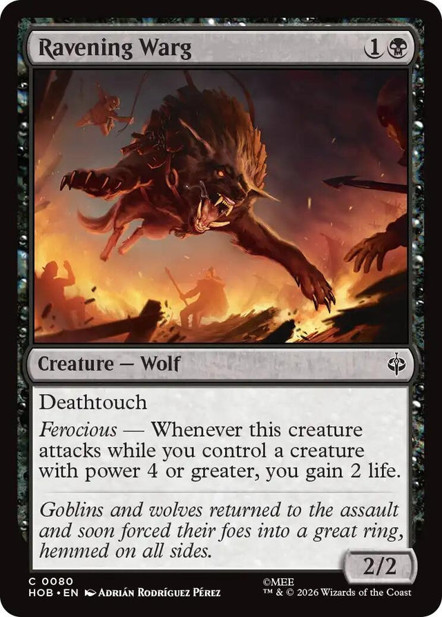 Image for Ravening Warg (80) (Foil) (The Hobbit) (HOB) - Magic: The Gathering
