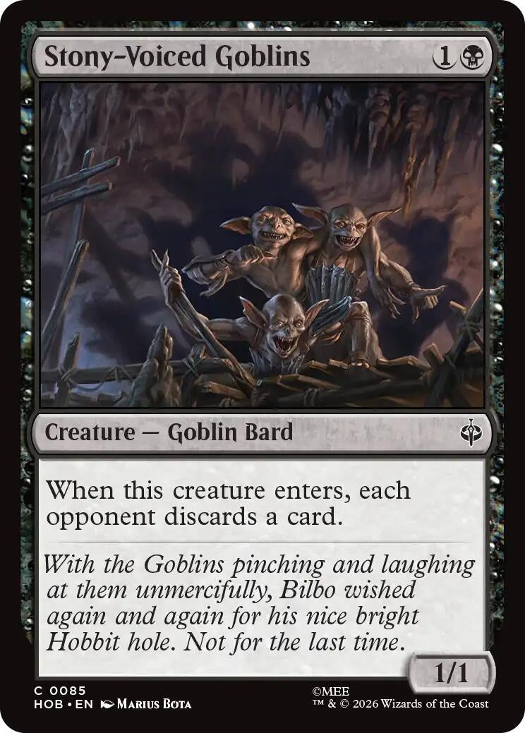 Image for Stony-Voiced Goblins (85) (Foil) (The Hobbit) (HOB) - Magic: The Gathering