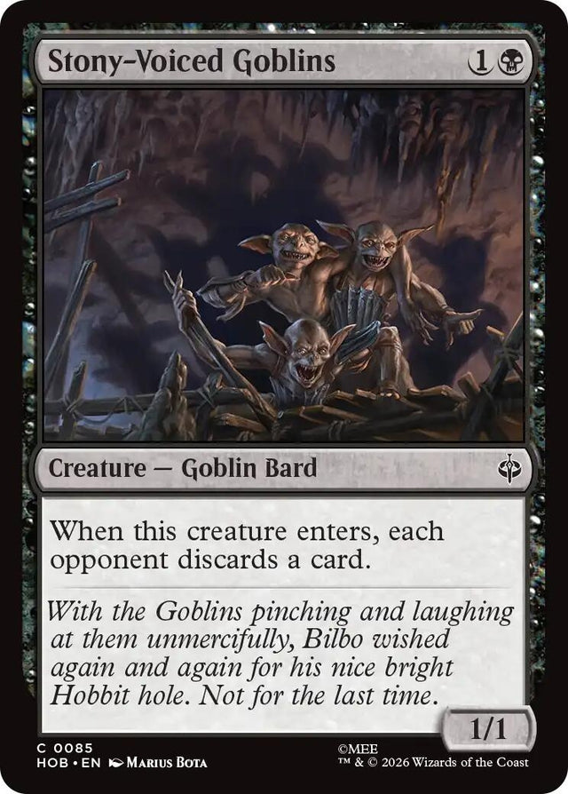 Image for Stony-Voiced Goblins (85) (Foil) (The Hobbit) (HOB) - Magic: The Gathering
