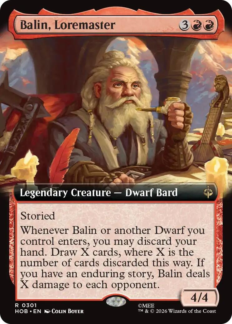 Image for Balin, Loremaster (Extended Art) (301) (Foil) (The Hobbit) (HOB) - Magic: The Gathering
