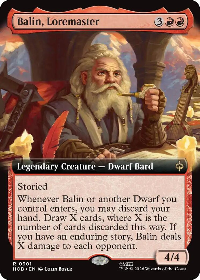 Image for Balin, Loremaster (Extended Art) (301) (Foil) (The Hobbit) (HOB) - Magic: The Gathering