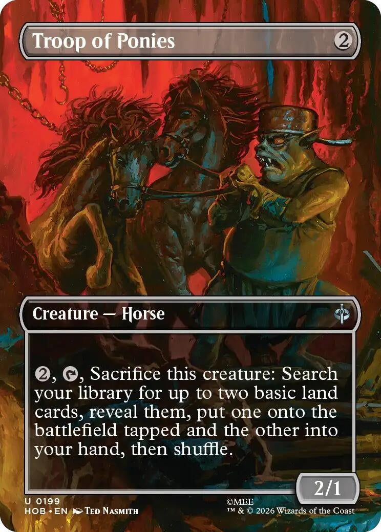 Image for Troop of Ponies (Borderless) (199) (Foil) (The Hobbit) (HOB) - Magic: The Gathering