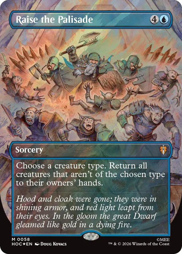 Image for Raise the Palisade (Borderless) (Surge Foil) (58) (Foil) (The Hobbit: Eternal-Legal) (HOC) - Magic: The Gathering