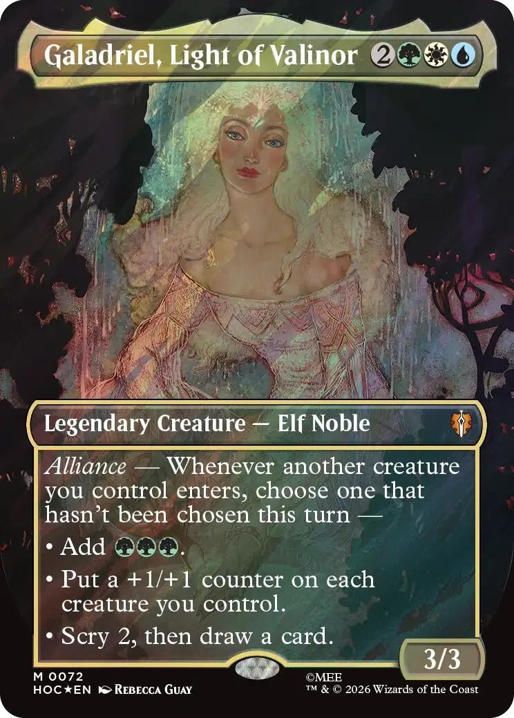 Image for Galadriel, Light of Valinor (Borderless) (Surge Foil) (72) (Foil) (The Hobbit: Eternal-Legal) (HOC) - Magic: The Gathering