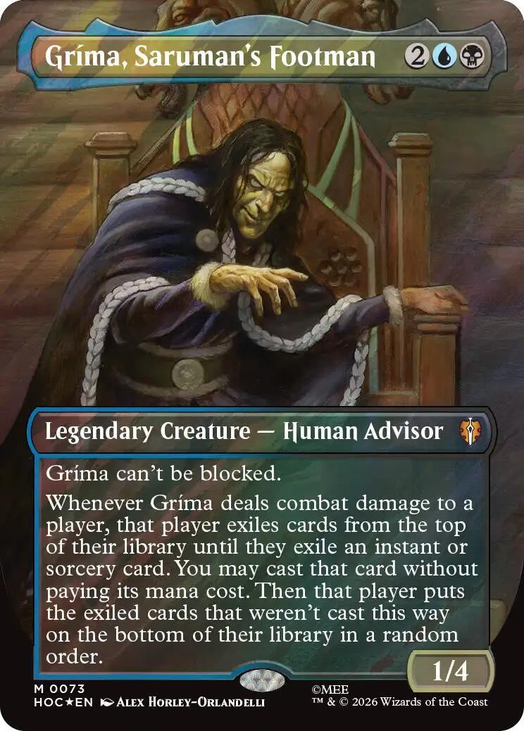 Image for Grima, Saruman's Footman (Borderless) (Surge Foil) (73) (Foil) (The Hobbit: Eternal-Legal) (HOC) - Magic: The Gathering