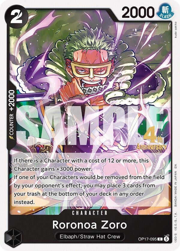 Image for Roronoa Zoro (095) (OP17-095) (The World's Strongest Warriors Release Event Cards) (OP17 RE) - One Piece Card Game