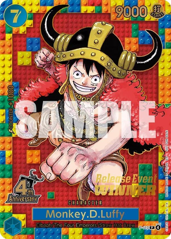 Image for Monkey.D.Luffy (4th Anniversary) (Winner) (P-110) (Foil) (One Piece Promotion Cards) (OP-PR) - One Piece Card Game